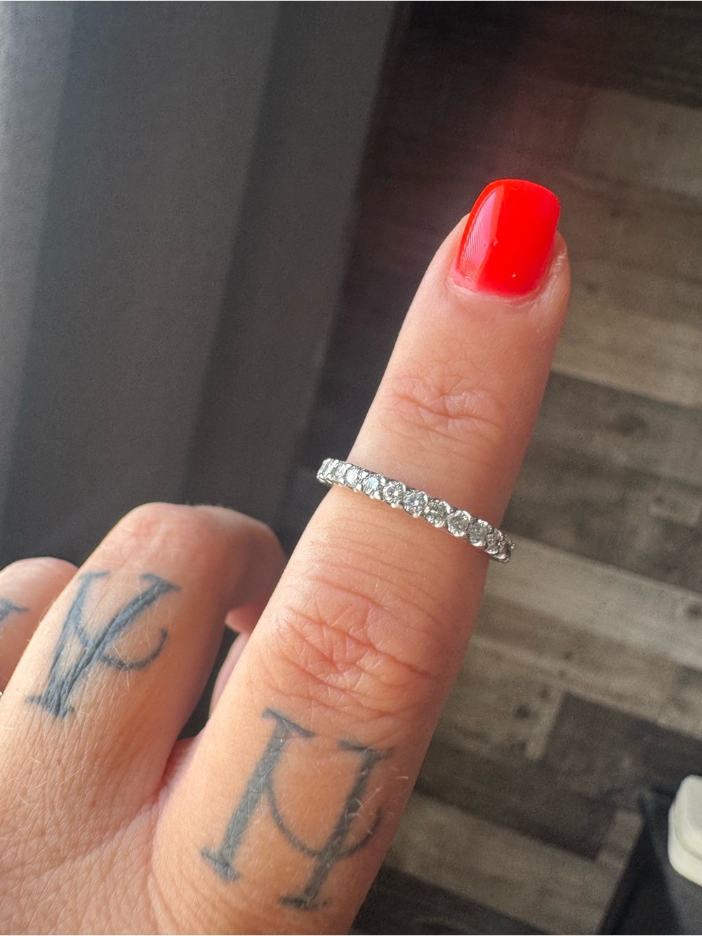 14k White Gold French Pave Natural Colorless Diamond Eternity Band